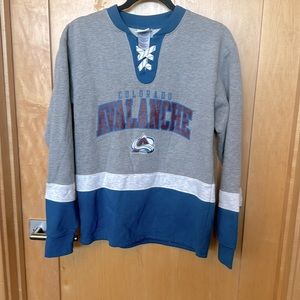 Colorado Avalanche Hockey Lace Collar Crew Neck Sweatshirt size Small